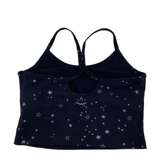 BEYOND YOGA Size Small Black Slim Racerback Cropped Tank Foil Silver Stars - Picture 2 of 12